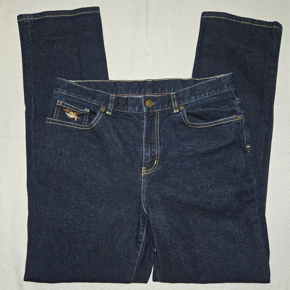 American Living Womens Jeans Size 8 Bootcut‎ Eagle Embroidery Dark Wash Denim